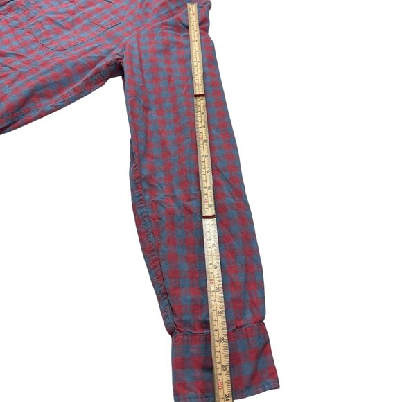 J. Crew Mens Secret Wash Organic Cotton Button-Down Shirt Red & Blue Checkered C - Picture 8 of 10